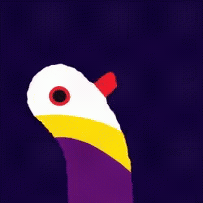 Cartoon Duck With Red Beak And Purple Stripe GIF
