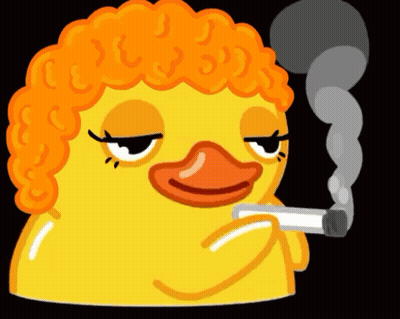 Cartoon Duck With Red Curly Hair Smoking Cigarette GIF