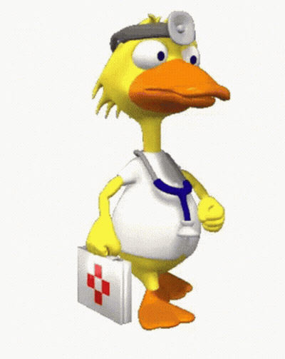 Cartoon Duck With Stethoscope And First Aid Kit GIF
