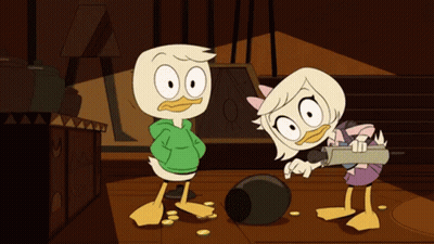 Cartoon Ducks Standing Together GIF