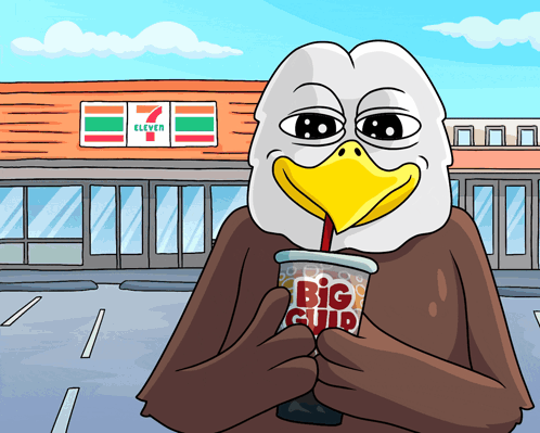 Cartoon Eagle Holding Big Gulp GIF
