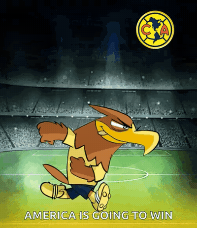 Cartoon Eagle Running On Soccer Field GIF