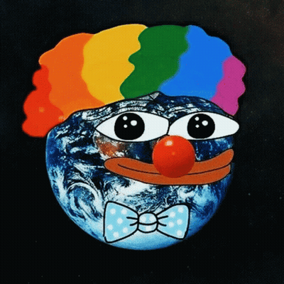 Cartoon Earth With Clown Face And Bow Tie GIF
