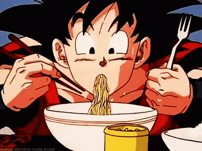 Cartoon Eating Noodles With Chopsticks And Fork GIF