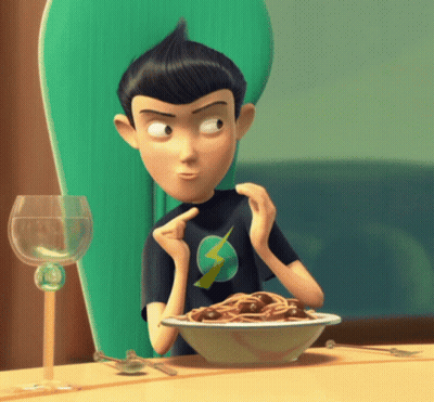 Cartoon Eating Spaghetti GIF