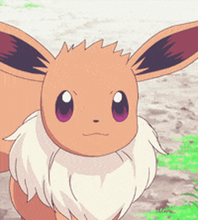 Cartoon Eevee With Purple Eyes On Dirt Road GIF