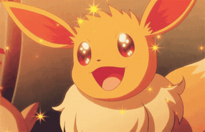Cartoon Eevee With Sparkles Coming Out Of Eyes GIF