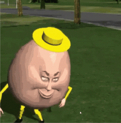 Cartoon Egg In Yellow Hat And Pants Saying Yellow GIF