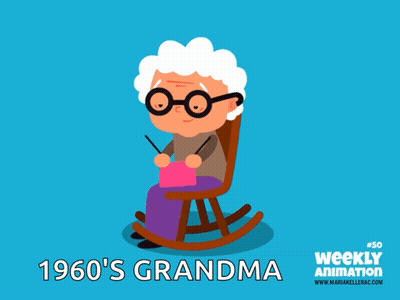 Cartoon Elderly Woman In Rocking Chair GIF