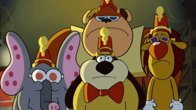 Cartoon Elephant Dog And Clown GIF