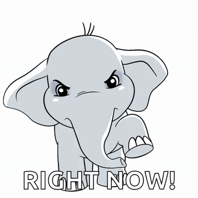 Cartoon Elephant Pointing Right Now GIF