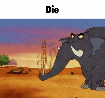 Cartoon Elephant Saying Die GIF