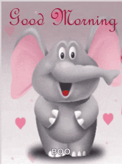 Cartoon Elephant Saying Good Morning Boo GIF