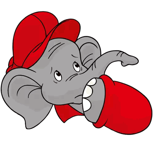 Cartoon Elephant Wearing Red Hat Sticker