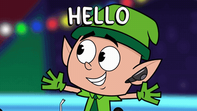Cartoon Elf Green Hat Saying Hello GIF