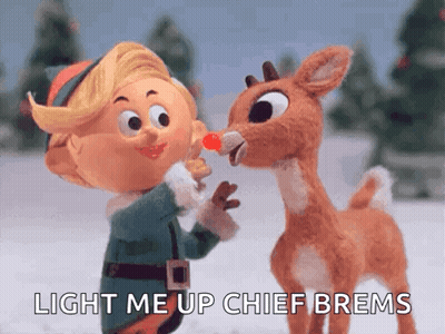 Cartoon Elf Kissing Stuffed Reindeer Light Me Up Chief Brems GIF