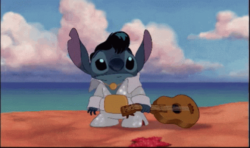 Cartoon Elvis Holding Guitar GIF