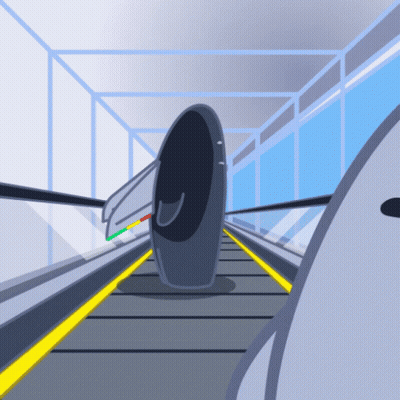 Cartoon Escalator With Gray Object GIF