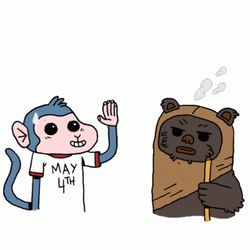 Cartoon Ewok Confused With Monkey GIF
