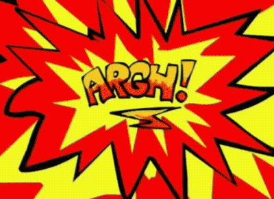 Cartoon Explosion With Word Arch GIF