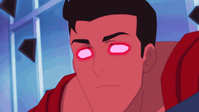 Cartoon Face Close Up With Pink Eyes GIF
