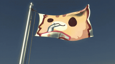 Cartoon Face Flag Flying In Wind GIF