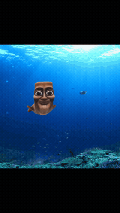 Cartoon Face Floating In Ocean GIF