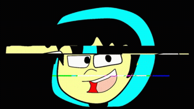 Cartoon Face Surrounded By Blue And Green Circle GIF