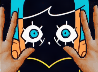 Cara de caricatura con ojo azul GIF
