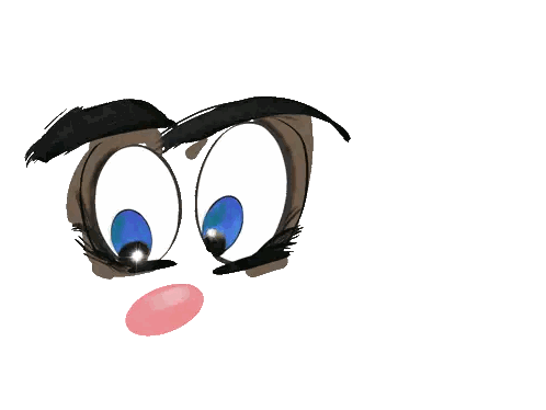 Cartoon Face With Blue Eyes And Pink Nose Bubble Sticker