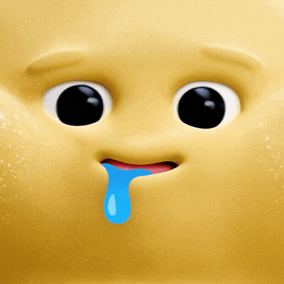 Cartoon Face With Blue Liquid Dripping From Mouth GIF