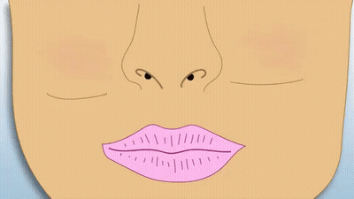 Cartoon Face With Green Leaf In Nose GIF