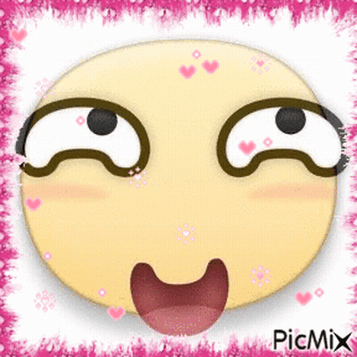 Cartoon Face With Hearts And Tongue Out GIF