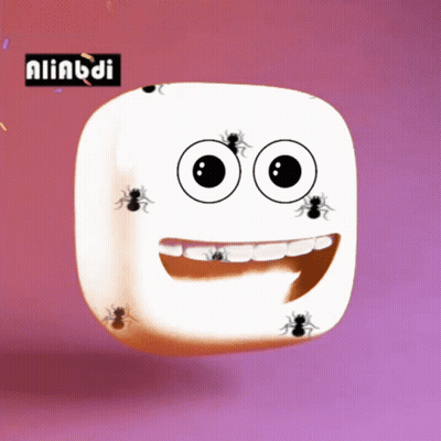 Cartoon Face With Spiders And Aliabidi GIF