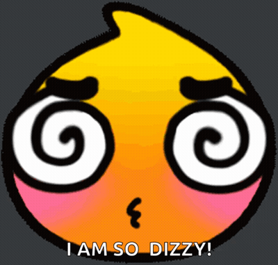 Cartoon Face With Swirl Eyes Saying I Am So Dizzy GIF