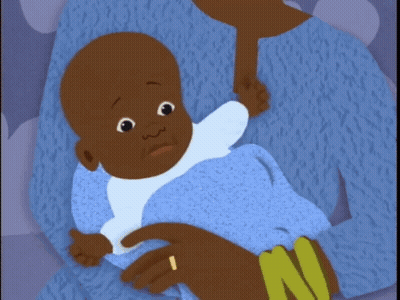 Cartoon Family On Couch With Baby B Bib GIF