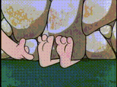 Cartoon Feet Laying On Rock GIF