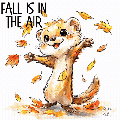 Cartoon Ferret Saying Fall Is In The Air GIF