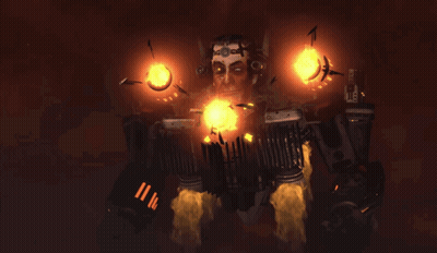Cartoon Fire Explosion With Statue GIF