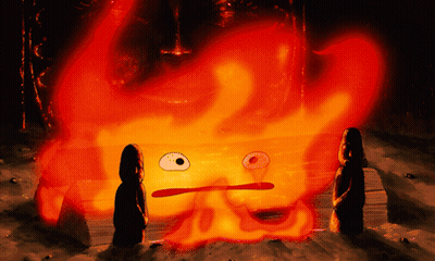 Cartoon Fire With Face GIF