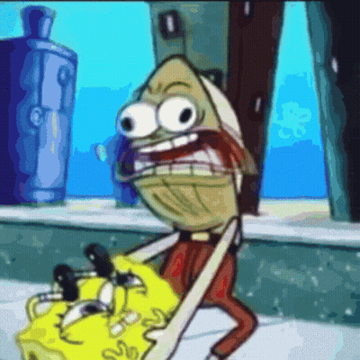 Cartoon Fish Holding SpongeBob SquarePants GIF