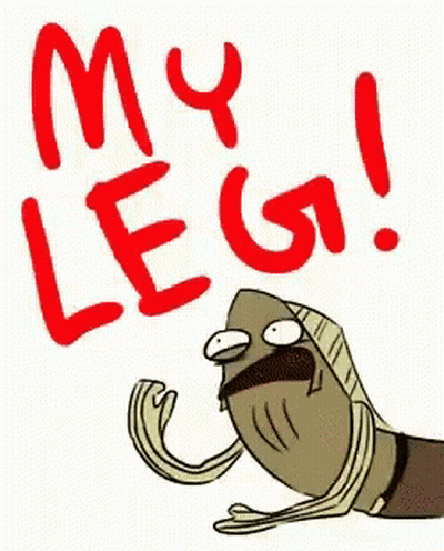 Cartoon Fish Saying My Leg In Red GIF