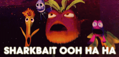 Cartoon Fish With Big Eyes Swimming GIF