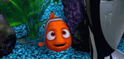 Cartoon Fish With Big Eyes Swimming GIF