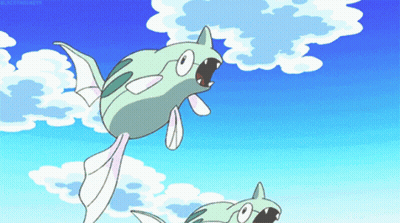 Cartoon Fish With Blue Sky And White Clouds GIF