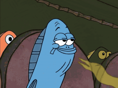 Cartoon Fish With Open Mouth And Turtle GIF