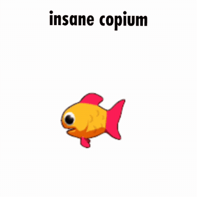 Cartoon Fish With Red Tail Saying Insane Copium GIF
