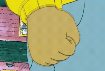 Cartoon Fist With Pink House GIF