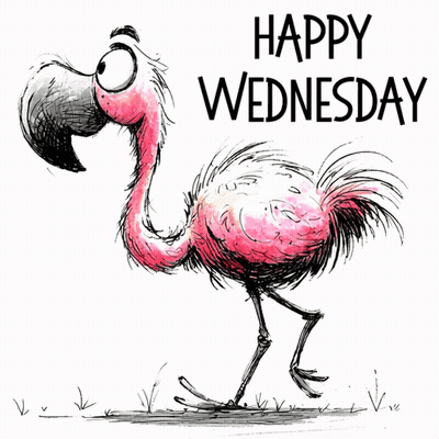 Cartoon Flamingo Saying Happy Wednesday GIF