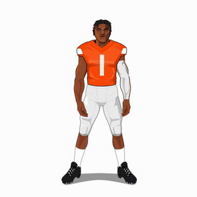 Cartoon Football Player In Orange Jersey Number 1 GIF